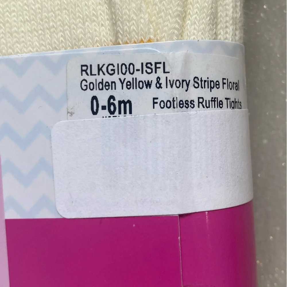 NWT RuffleButts Golden Stripe Floral Footless Ruffle Tights, size 0-6 months